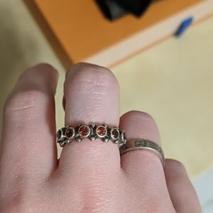Sterling Silver and Red Stones Ring